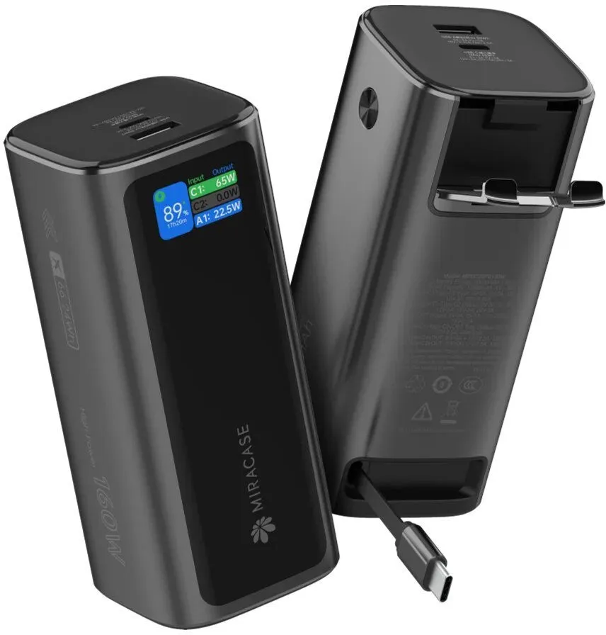 מטען נייד/סוללת גיבוי Miracase MPBC20PD130W 20000mAh – בצבע שחור