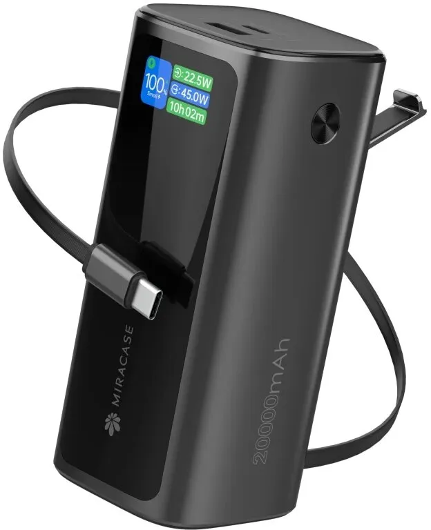 מטען נייד/סוללת גיבוי Miracase MPBC20PD130W 20000mAh – בצבע שחור
