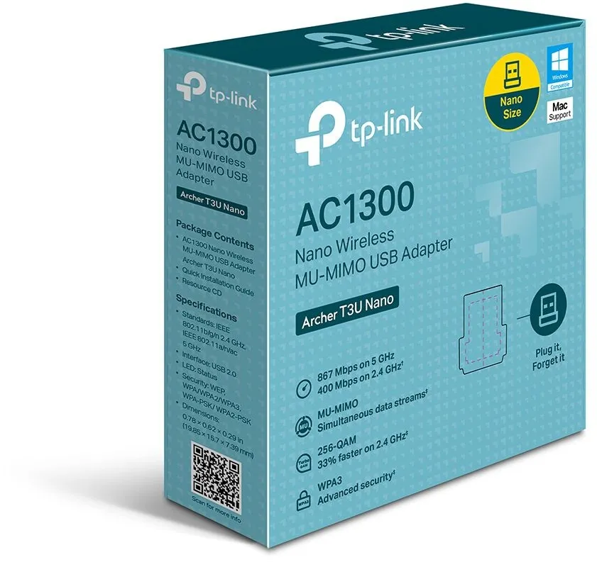 כרטיס רשת אלחוטי TP-Link AC1300 ARCHER T3U Nano