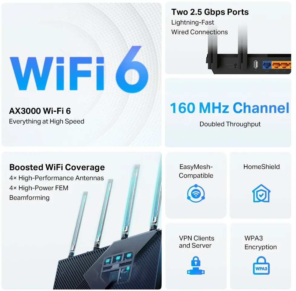נתב TP-Link AX3000 AX55 Pro Wi-Fi 6