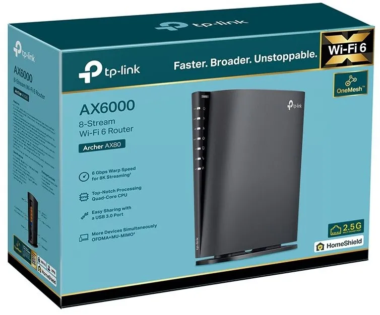 ראוטר TP-Link AX6000 Dual-Band 8-Stream Wi-Fi Archer AX80