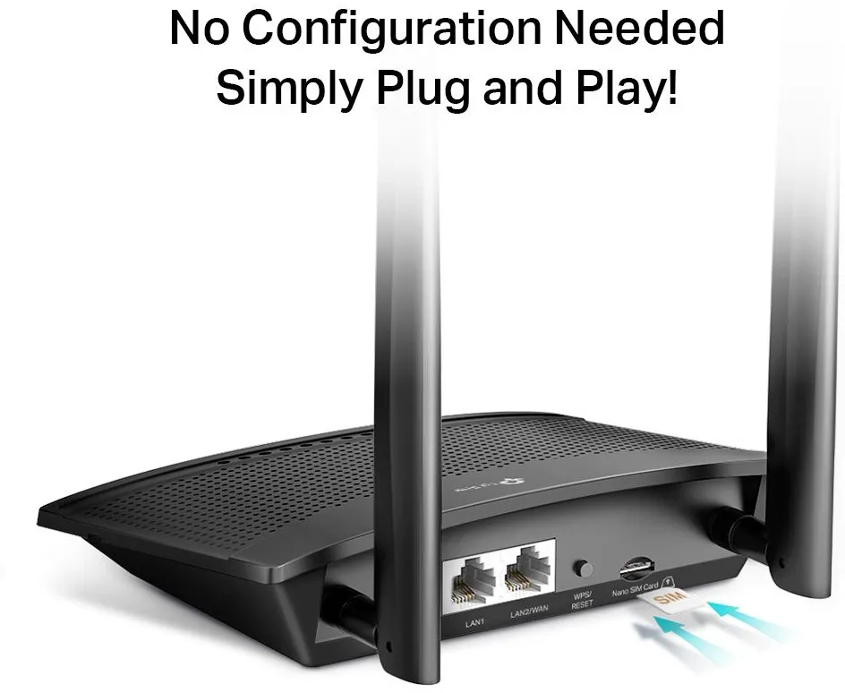 ראוטר סלולרי TP-Link TL-MR100 4G LTE 300Mbps