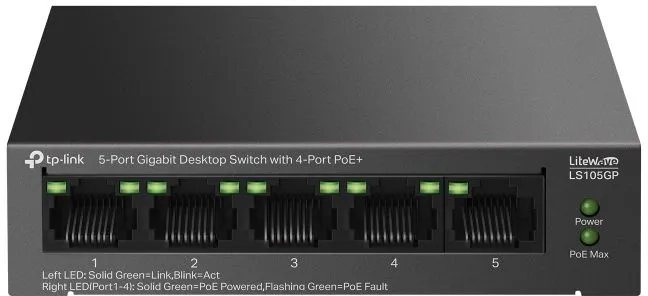 רכזת רשת TP-Link TL-S105GP 5 Ports Gigabit 10/100/1000Mbps