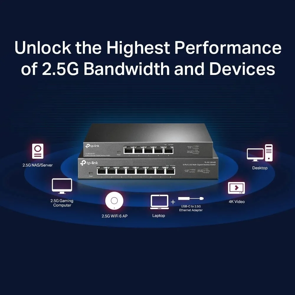 מתג TP-Link TL-SG105-M2 עם 5 יציאות
