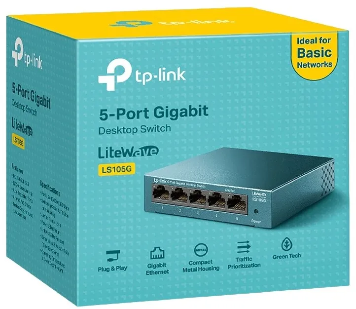 מתג TP-Link LS105G עם 5 יציאות