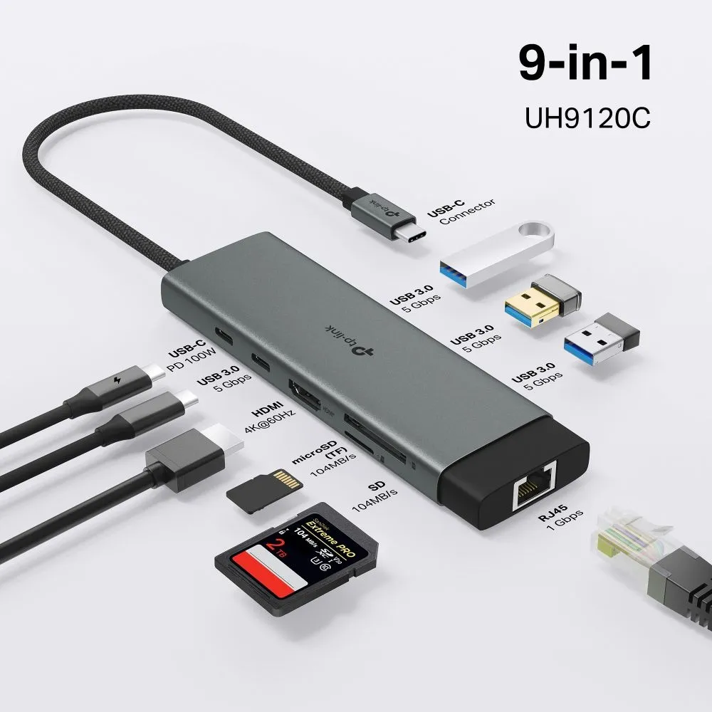 תחנת עגינה 9 ב-1 TP-Link UH9120C USB Type-C