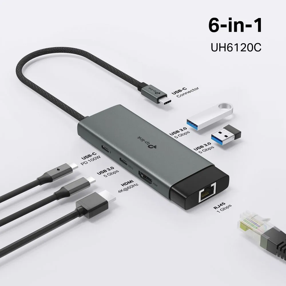 תחנת עגינה 6 ב-1 TP-Link UH6120C USB Type-C