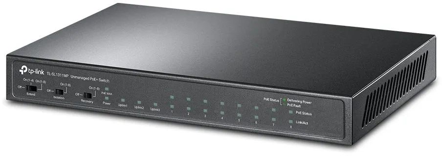 מתג שולחני לא מנוהל TP-Link 8 Ports Gigabit With 8 Ports PoE+ TL-SL1311MP