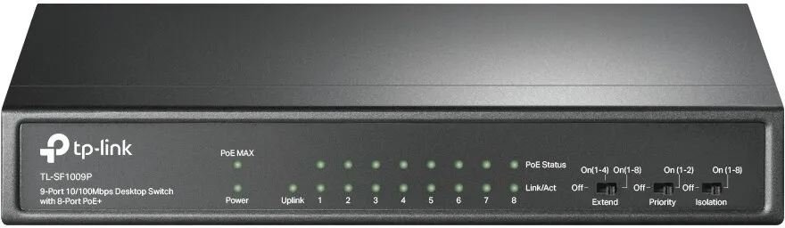 מתג TP-Link TL-SF1009P עם 8 יציאות