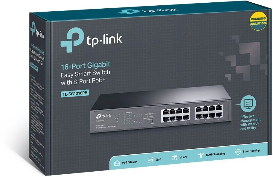 מתג חכם TP-Link TL-SG1016PE 16 Ports Gigabit 8 Ports PoE 10/100/1000Mbps