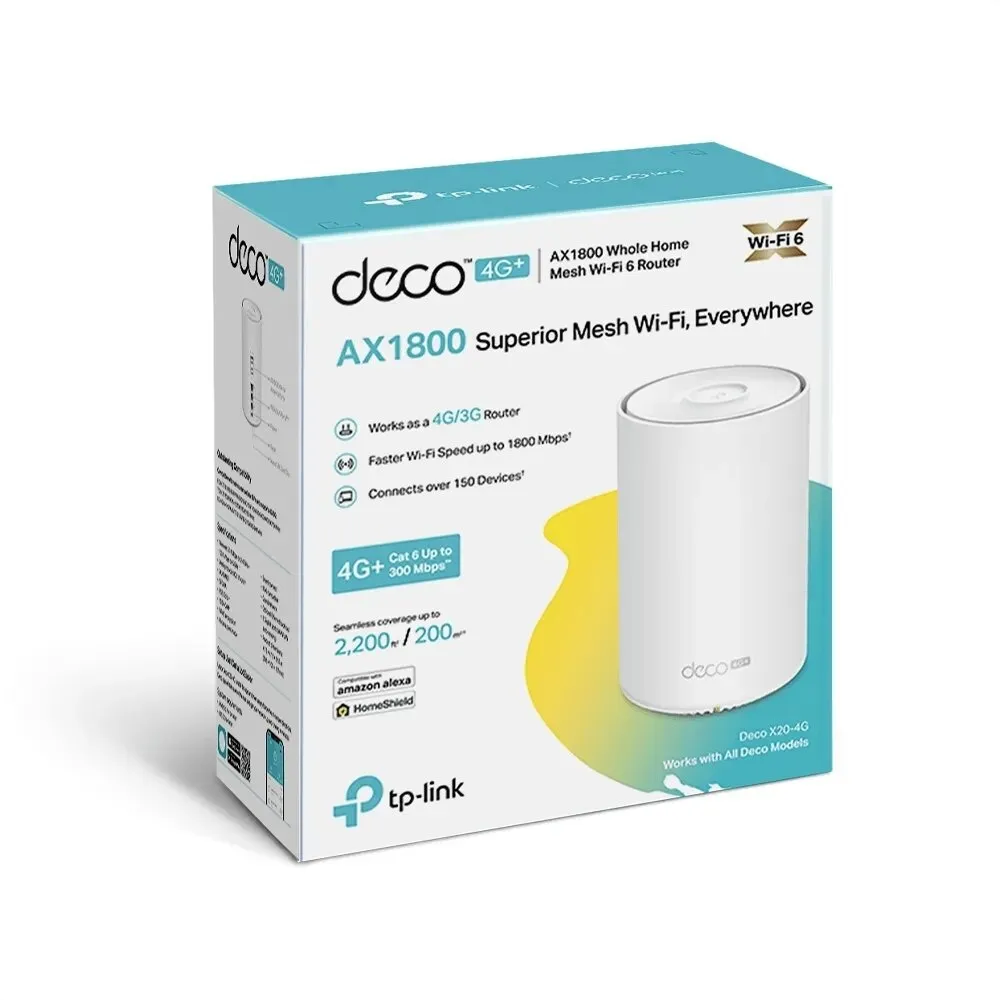 ראוטר אלחוטי עם מודם סלולרי TP-Link 4G+ AX1800 Whole Home Mesh Wi-Fi 6 Router V1.0 Deco X20-4G