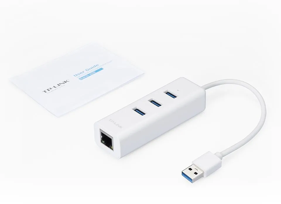 מפצל USB 3.0 לחיבור רשת RJ45 בעל 3 חיבורי TP-Link UE330 USB 3.0