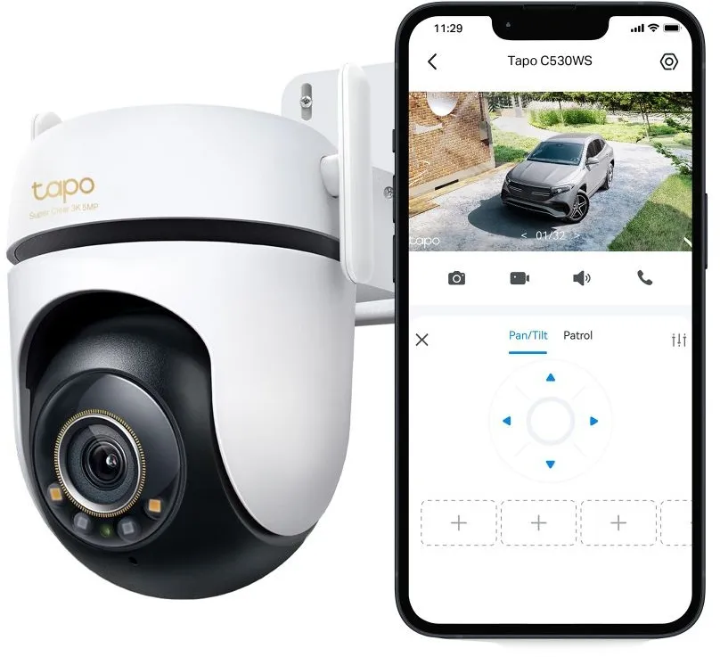 מצלמת אבטחה חיצונית אלחוטית TP-Link Pan / Tilt AI Tapo C530WS