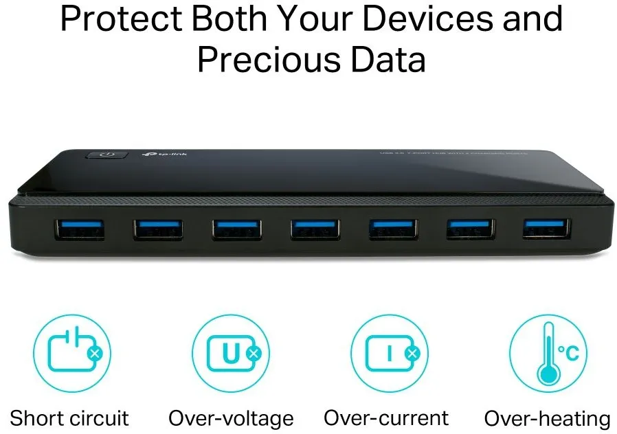 מפצל USB 3.0 עם 7 פורטים ו-2 לטעינה TP-Link UH720