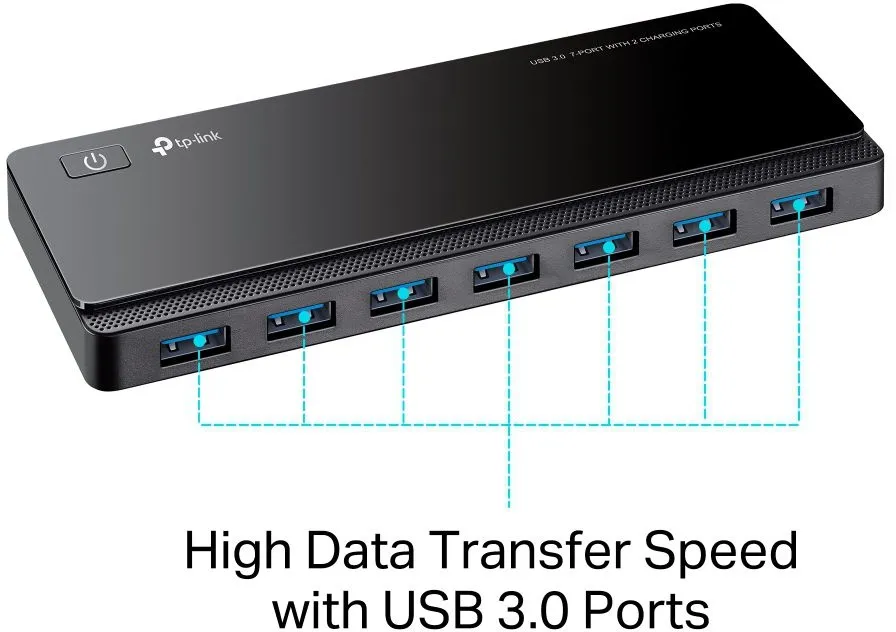 מפצל USB 3.0 עם 7 פורטים ו-2 לטעינה TP-Link UH720