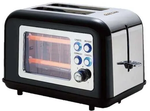 טוסטר קופץ חלון שקוף Gold Line ATL-034B 800W שתי פרוסות – בצבע שחור/כסוף