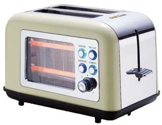 טוסטר קופץ חלון שקוף Gold Line ATL-034B 800W שתי פרוסות – בצבע קרם
