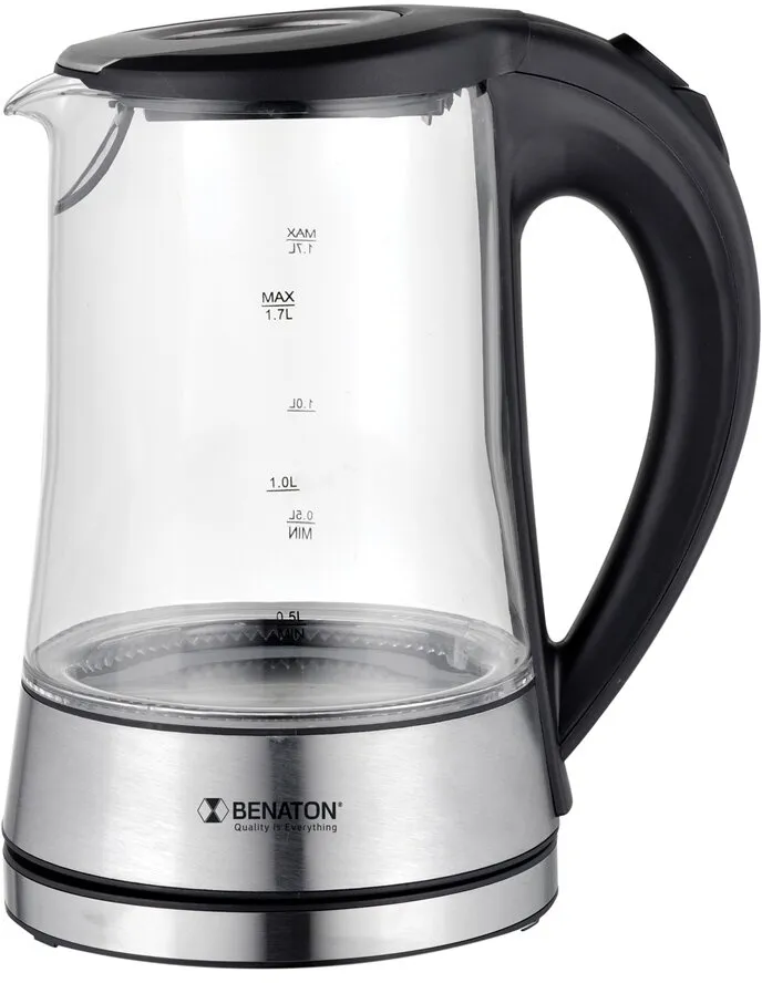 קומקום זכוכית Benaton BT-8024 2200W 1.7L – בצבע שחור