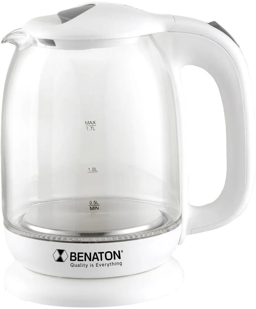קומקום זכוכית Benaton BT-8025 2200W 1.7L – בצבע לבן