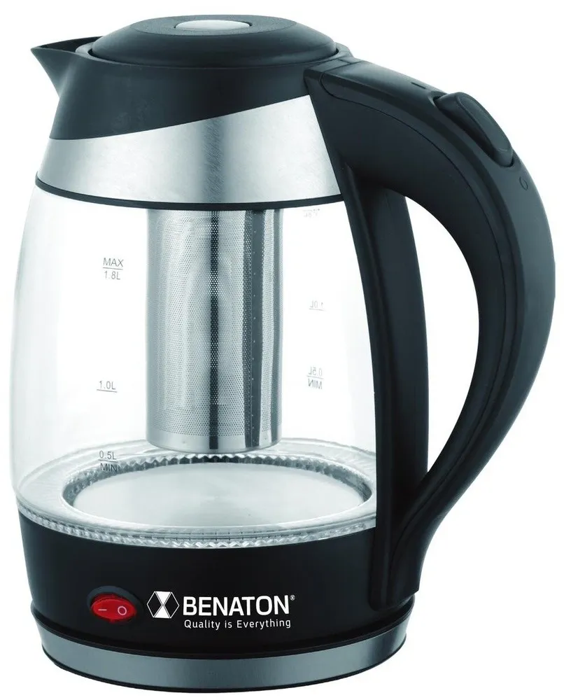 קומקום זכוכית Benaton BT-8040 2200W 1.8L – בצבע שחור