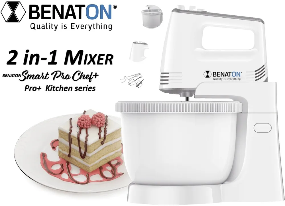 מיקסר יד + קערה Benaton BT-9108 200W 2.5L בצבע לבן