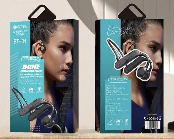 אוזניות עצם אלחוטיות Treqa BT31 Bluetooth בצבע שחור