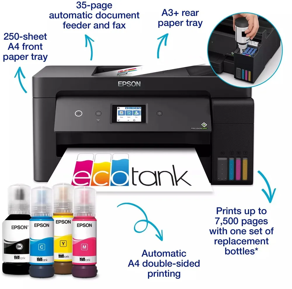 מדפסת A3 הזרקת דיו צבעונית אלחוטית Epson EcoTank L14150