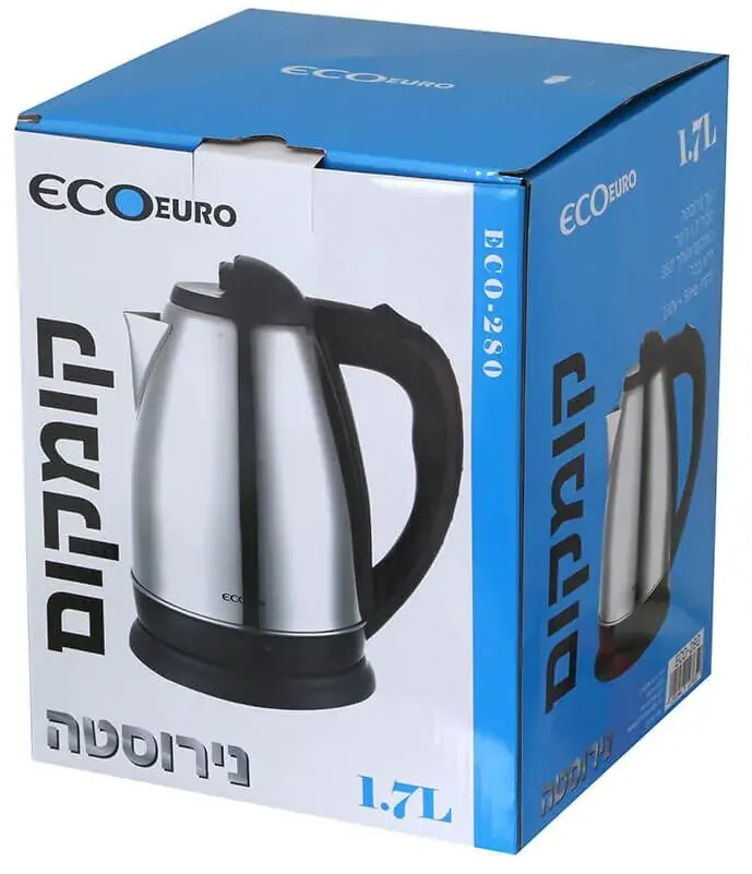 קומקום נירוסטה Eco EURO ECO-280 1500W 1.7L – בצבע כסף