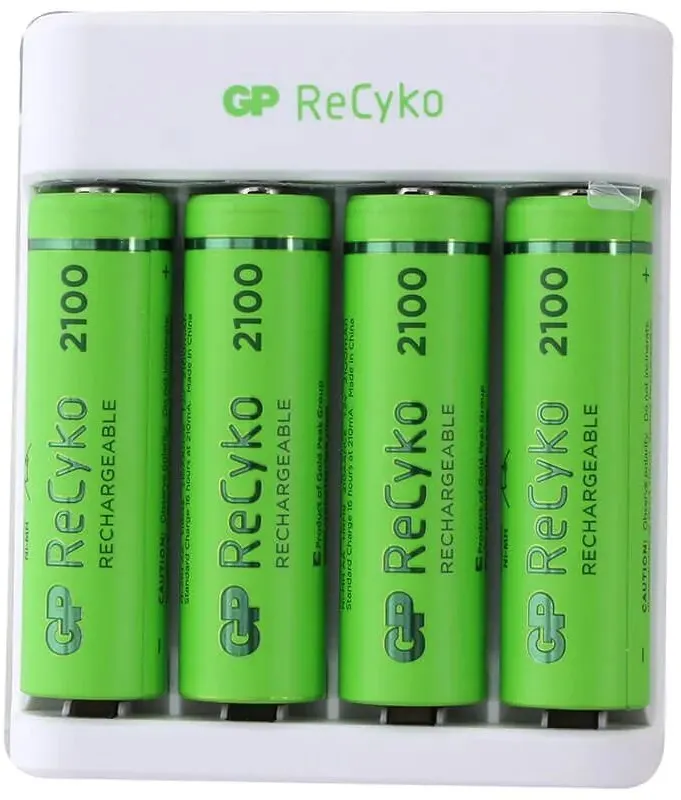 מטען 4 סוללות USB כולל 4 סוללות AA נטענות GP GPACSE411016 Recyko 2100mAh
