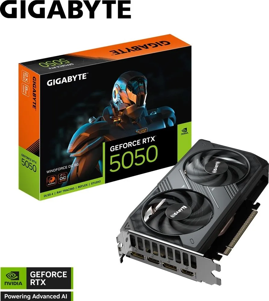 כרטיס מסך Gigabyte GeForce RTX 5050 WINDFORCE OC 8GB GV-N5050WF2OC-8GD