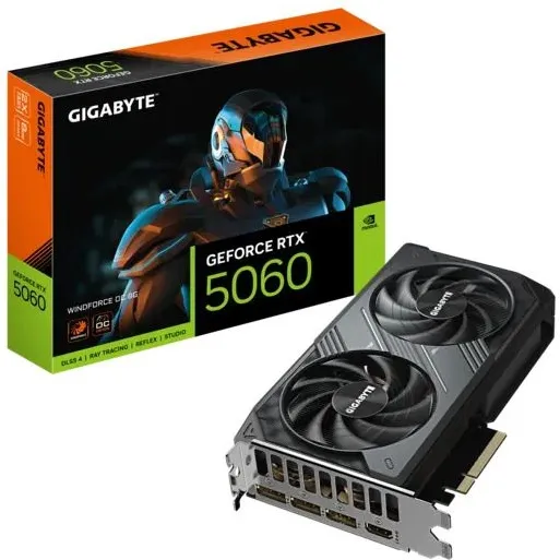 כרטיס מסך Gigabyte GeForce RTX 5060 WindForce 2 OC 8GB GDDR7 GV-N5060WF2OC-8GD