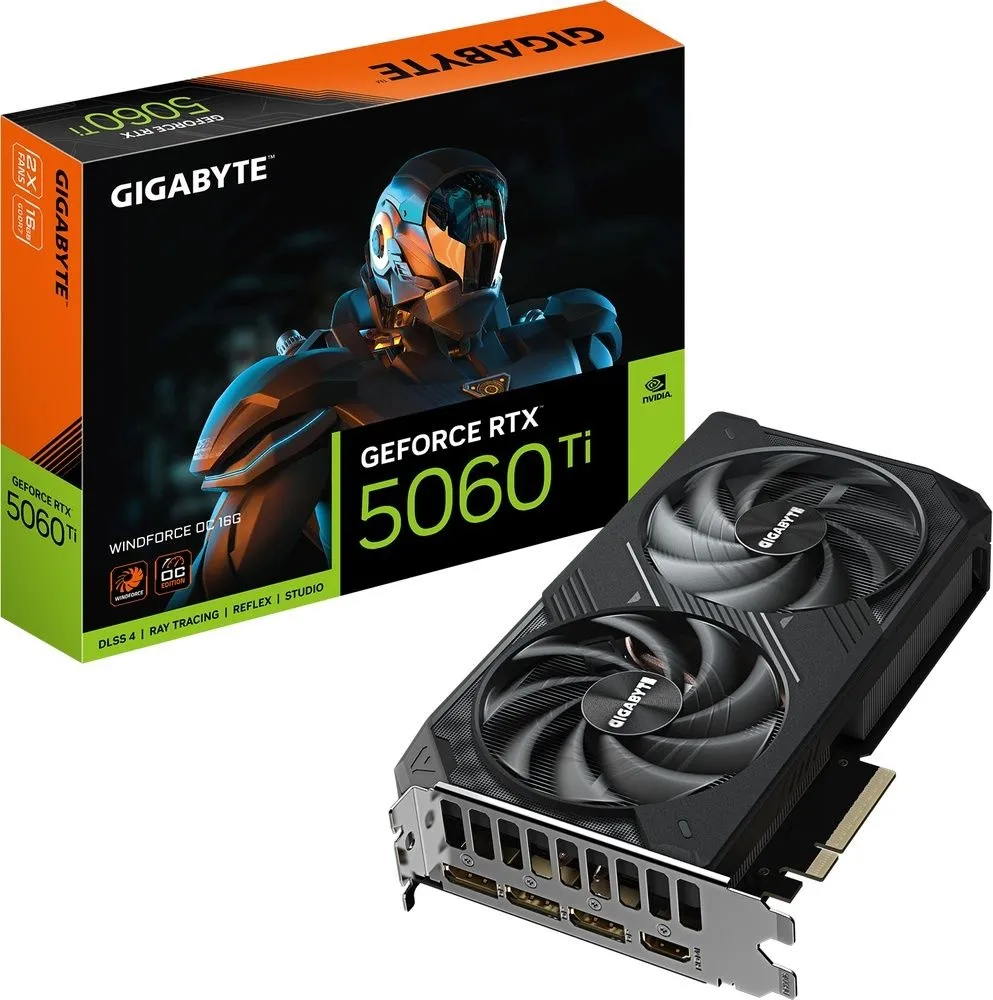 כרטיס מסך Gigabyte GeForce RTX 5060 Ti WINDFORCE OC 16GB GV-N506TWF2OC-16GD