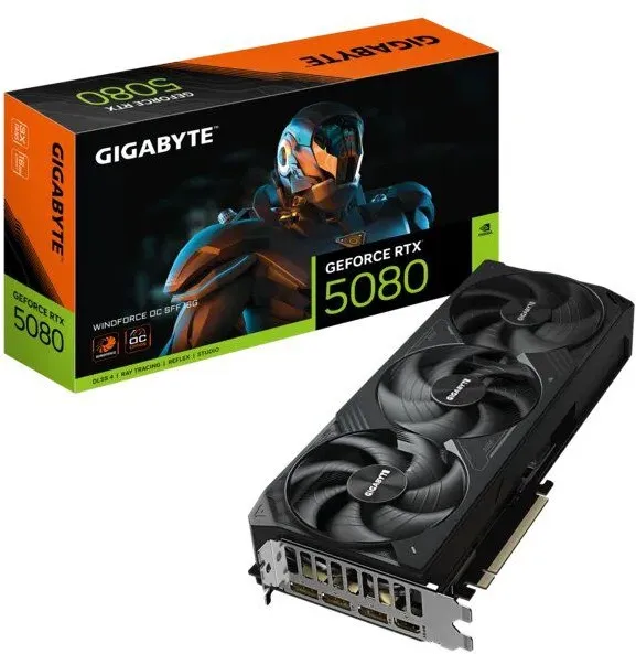 כרטיס מסך Gigabyte GeForce RTX 5080 WINDFORCE SFF 16GB GDDR7 GV-N5080WF3OC-16GD