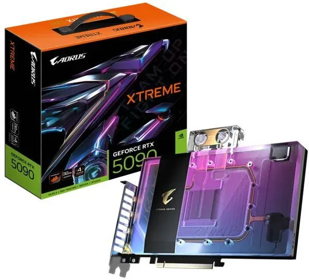 כרטיס מסך Gigabyte Geforce RTX 5090 Aorus Xtreme Waterforce WB 32GB GDDR7 GV-N5090AORUSX WB-32GD
