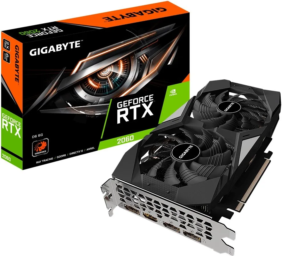כרטיס מסך Gigabyte Geforce RTX2060 6GB GV-N2060D6-6GD 2.0