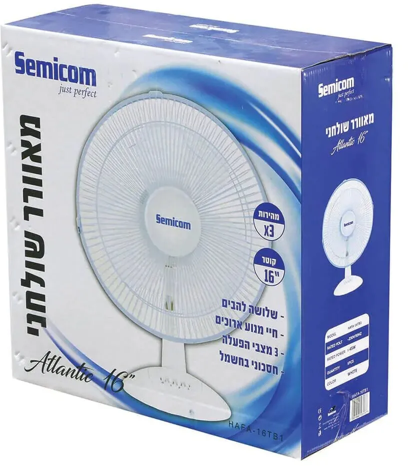 מאוורר שולחני Semicom HAFA-16TB1 16" 45W בצבע לבן