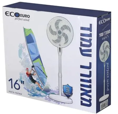 מאוורר עמוד ECO EURO HAFA-16XWW 16" 50W בצבע לבן
