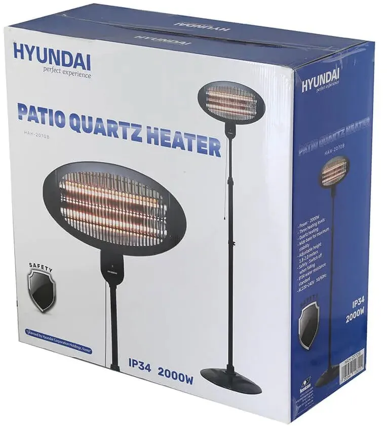 תנור חימום עמוד לגינה ולמרפסת Hyundai HAH-2070B 2000W – שחור