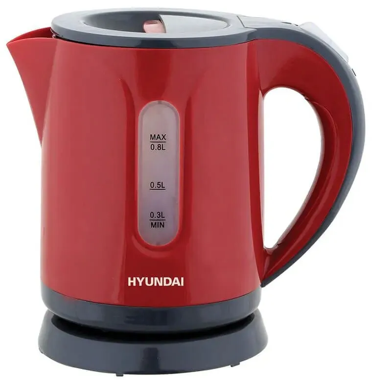 קומקום פלסטיק Hyundai HYK-8160R 1000W 0.8L – בצבע אדום