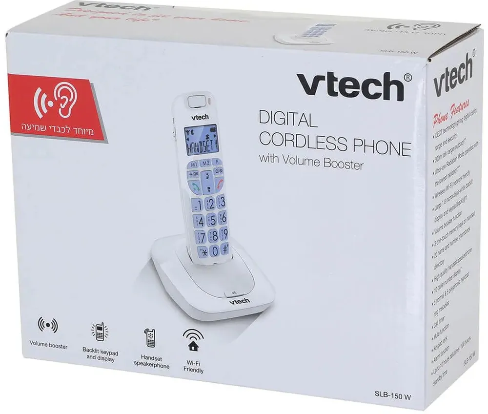טלפון אלחוטי לכבדי שמיעה Vtech SLB-150 W – צבע לבן