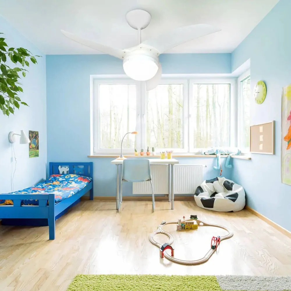 מאוורר תקרה Semicom SM-48C01L/WCT 48" 25W סדרה: BRAZILED בצבע לבן – שליטה באמצעות שלט