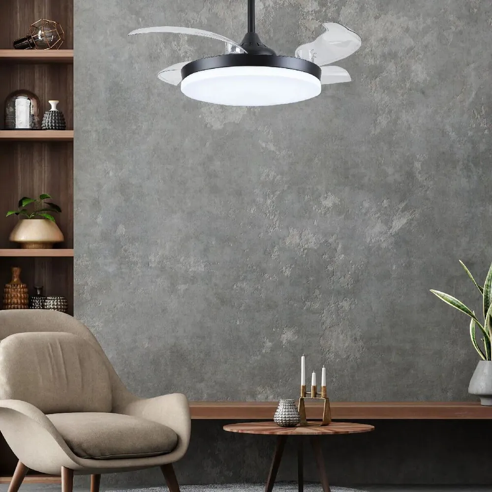 מאוורר תקרה Semicom SM-5001B/36CT 42" 36W סדרה: AMERICANO בצבע שחור – שליטה באמצעות שלט