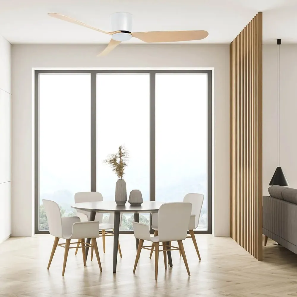 מאוורר תקרה Semicom SM-D3901/WO22CT 48" 22W סדרה: ULTRA7 בצבע לבן/עץ
