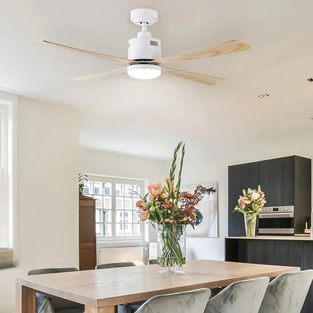 מאוורר תקרה Semicom SM-DC8551W/25CT 52" 25W סדרה: NORDIC בצבע לבן/עץ