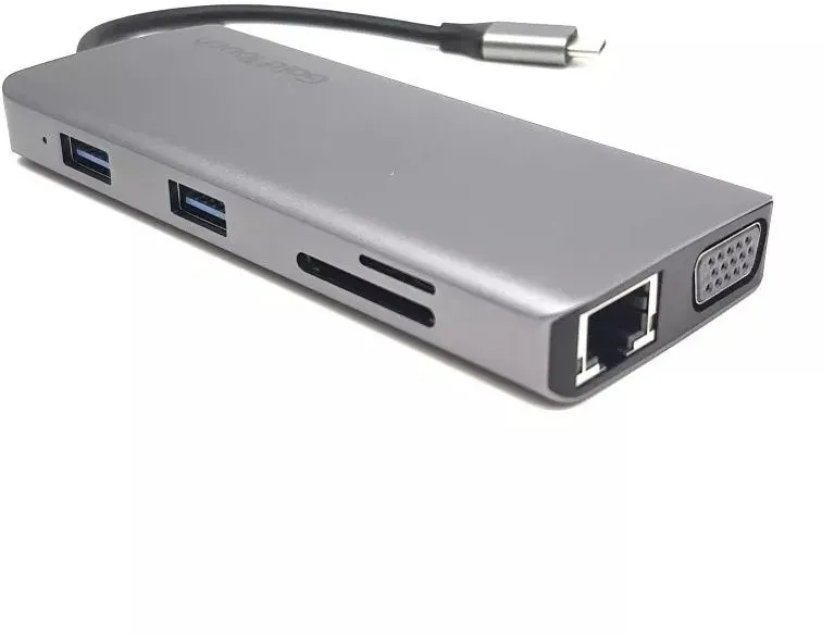 תחנת עגינה USB Type-C עם חיבורי Gold Touch SU-C12 HDMI + VGA + 4xUSB + LAN + TF/SD Slot & PD