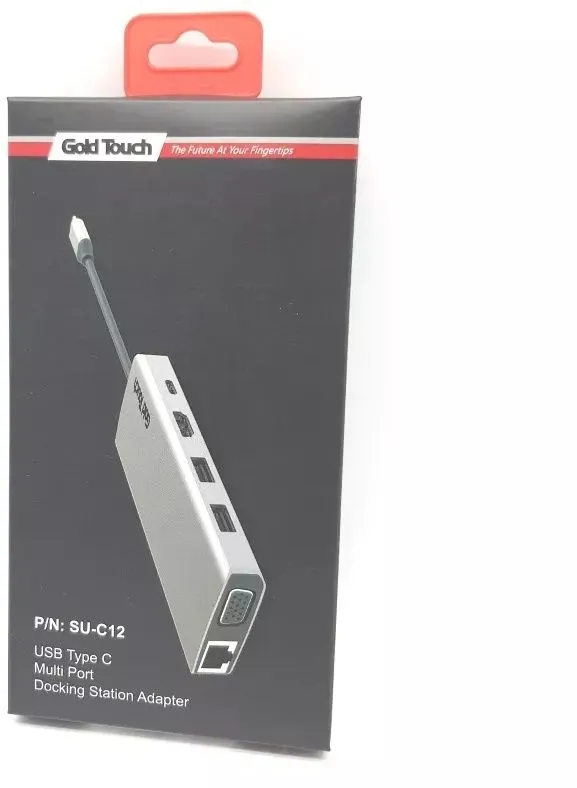 תחנת עגינה USB Type-C עם חיבורי Gold Touch SU-C12 HDMI + VGA + 4xUSB + LAN + TF/SD Slot & PD