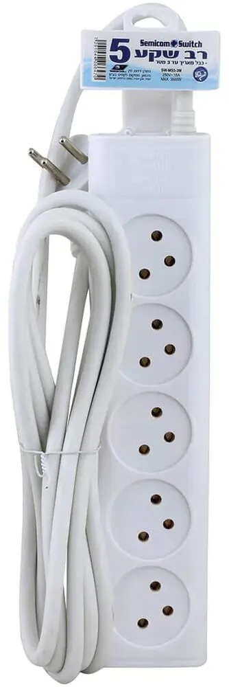 רב שקע 5 שקעים Semicom SW-MS5-3M באורך 3 מטר