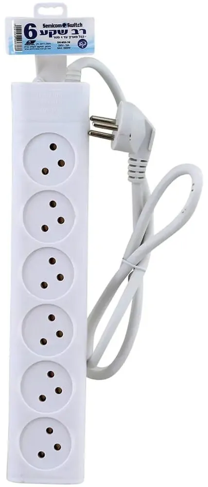רב שקע 6 שקעים Semicom SW-MS6-1M באורך 1 מטר