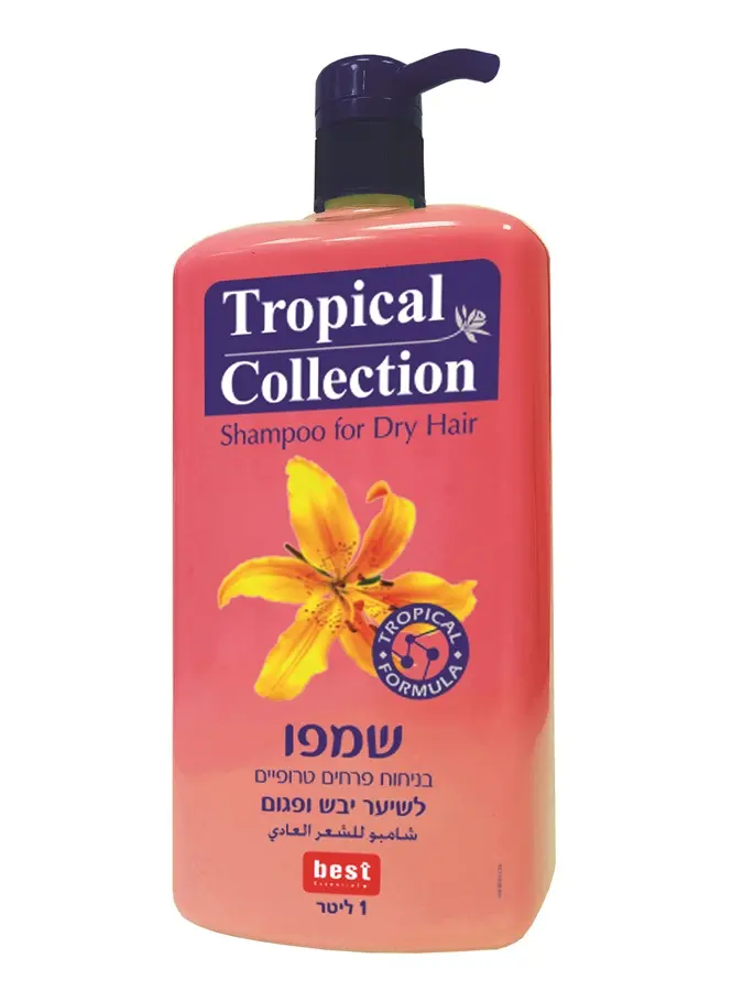 שמפו לשיער יבש ופגום בניחוח פרחים טרופיים Tropical Collection – בנפח 1000 מ"ל
