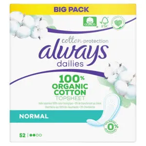 מגני תחתון Always Dailies Cotton Protection Large ללא בישום – 52 יחידות